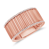 14K Rose Gold Diamond Fluted Ring