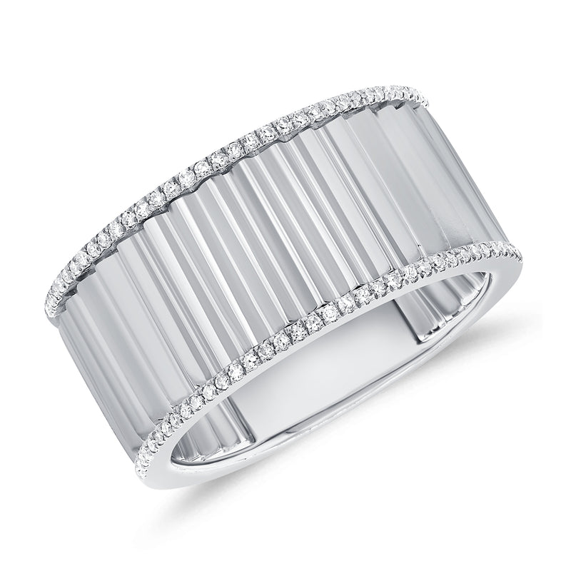 14K Yellow Gold Diamond Fluted Ring-Rings-aaron jewelry-WHITE GOLD-