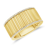 14K Yellow Gold Diamond Fluted Ring