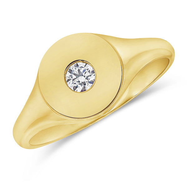 14K Yellow Gold Diamond Pinky Ring