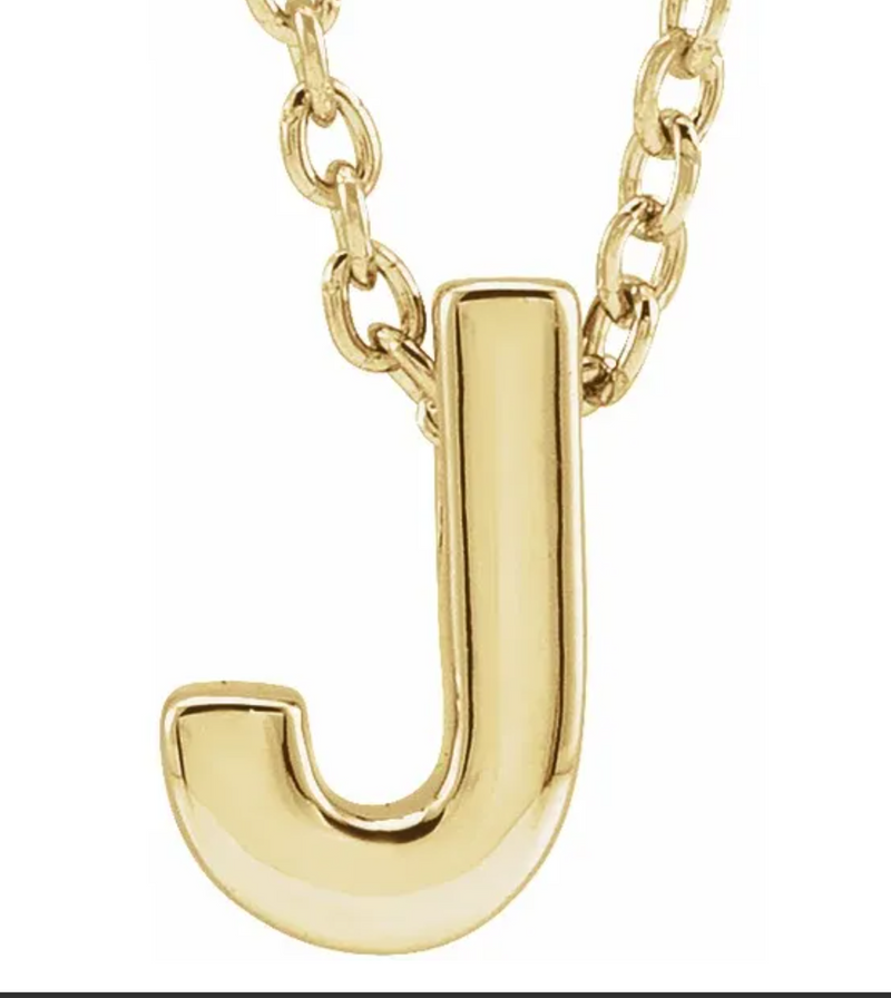14K Yellow Plain Uppercase Initial Necklace