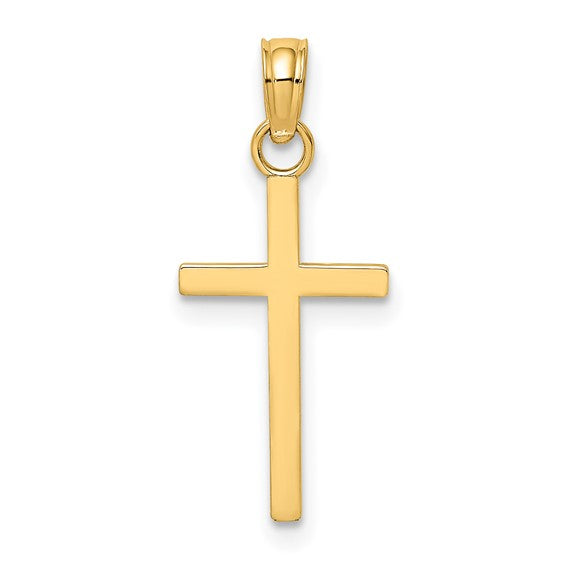 14K Yellow Gold Polished Small Cross Pendant-Charms & Pendants-Maurice's Jewelers-