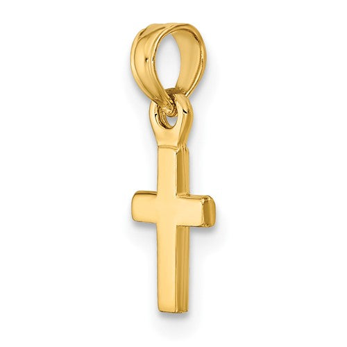 14K Yellow Gold Mini Cross Pendant-Charms & Pendants-Maurice's Jewelers-