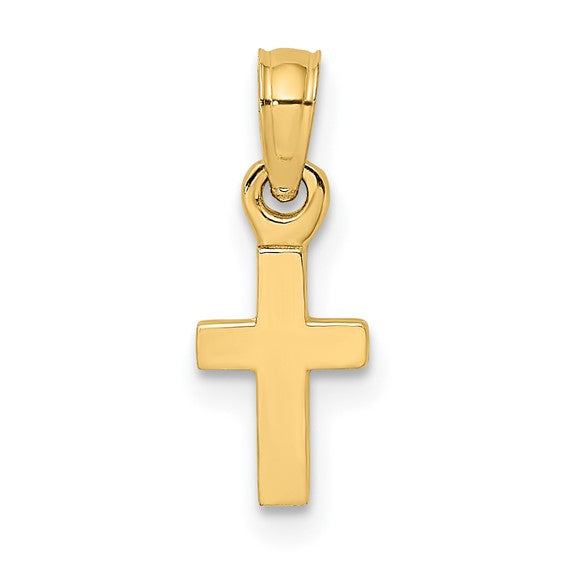 14K Yellow Gold Mini Cross Pendant-Charms & Pendants-Maurice's Jewelers-