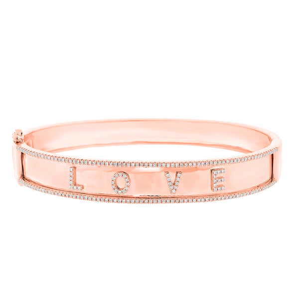 14K Rose Gold Diamond "Love" Hinged