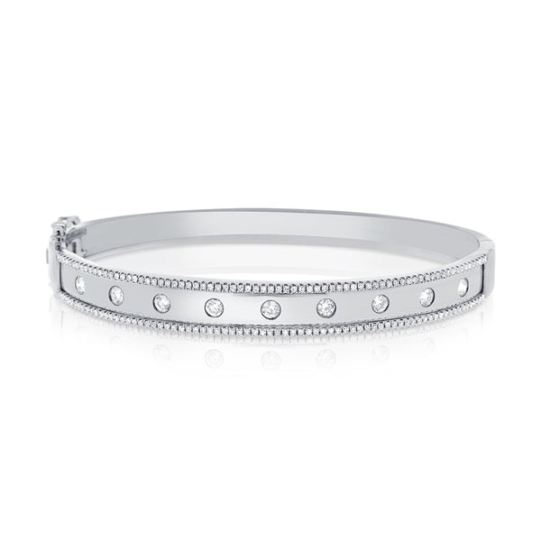 14K Yellow Gold Diamond Wide Border Bangle-Bangles-aaron jewelry-WHITE GOLD-