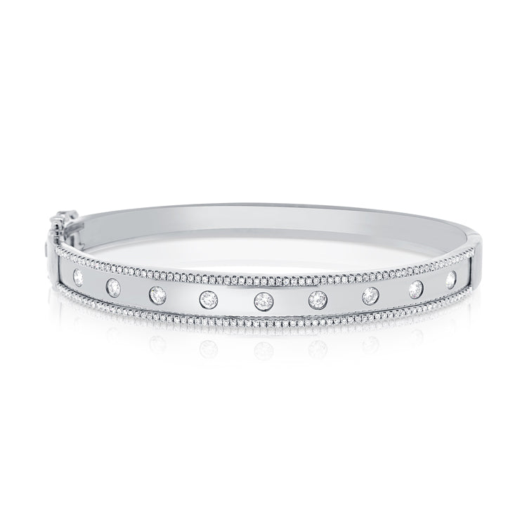14K Rose Gold Diamond Wide Border Bangle-Bangles-Maurice's Jewelers-WHITE GOLD-