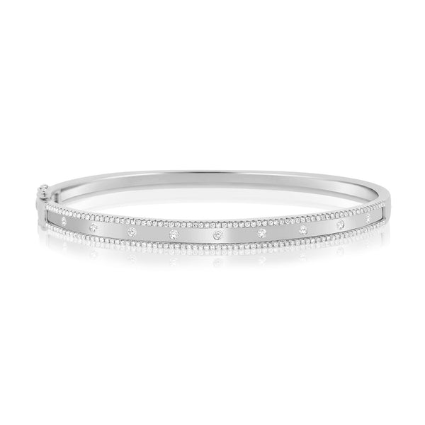 14K Yellow Gold Diamond Border Bangle-Bangles-aaron jewelry-WHITE GOLD-