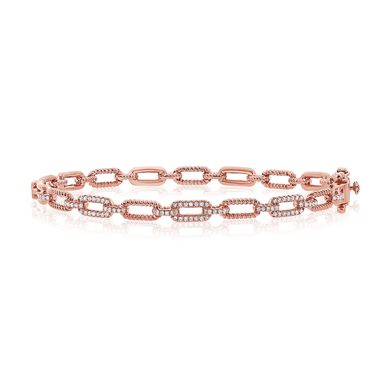 14K White Gold Diamond Link Hinged Bracelet-Bangles-Maurice's Jewelers-ROSE GOLD-
