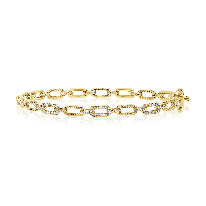 14K White Gold Diamond Link Hinged Bracelet-Bangles-Maurice's Jewelers-YELLOW GOLD-