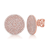 14K Rose Gold Diamond Extra Large Disc Earrings