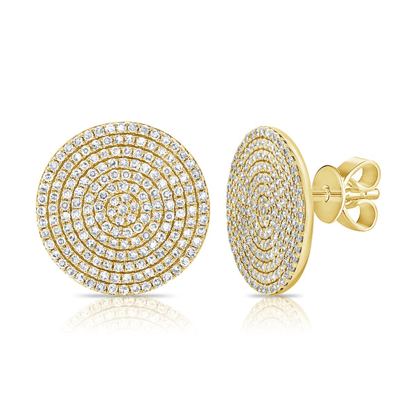 14K White Gold Diamond Extra Large Disc Earrings-EARRINGS-Maurice's Jewelers-YELLOW GOLD-