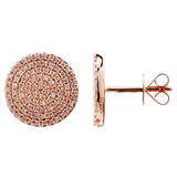 14K Rose Gold Diamond Large Disc Earrings