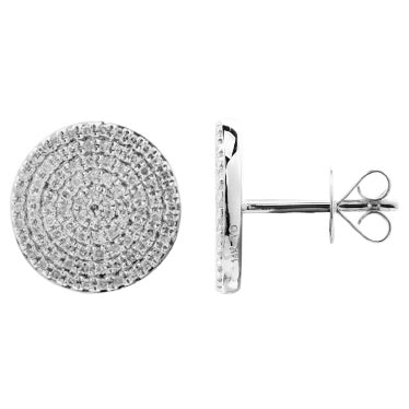 14K White Gold Diamond Large Disc Earrings-EARRINGS-Maurice's Jewelers-WHITE GOLD-