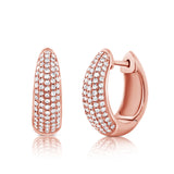 14K White Gold Diamond Pave Huggie Earrings