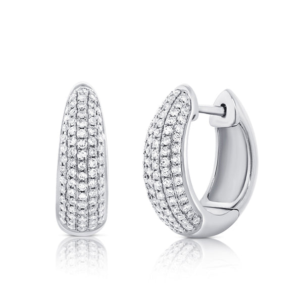 14K White Gold Diamond Pave Huggie Earrings-EARRINGS-Maurice's Jewelers-WHITE GOLD-