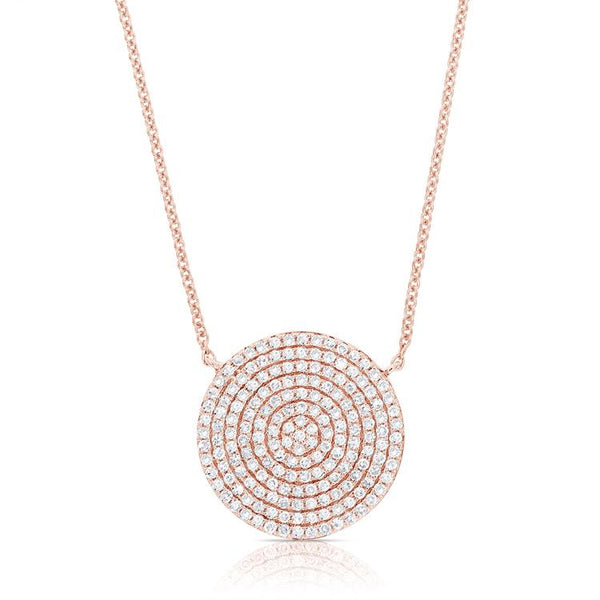 14K White Gold Diamond Disc Necklace