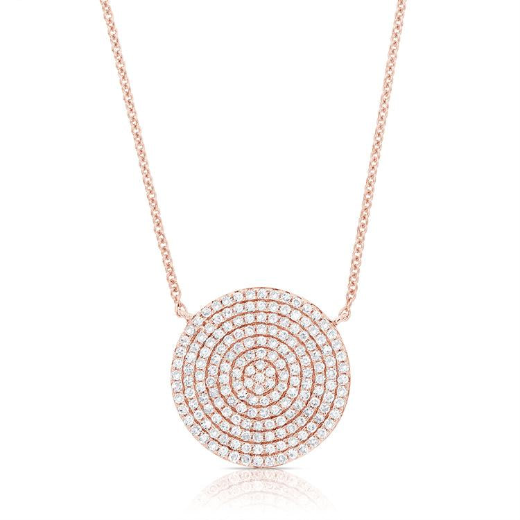 14K White Gold Diamond Disc Necklace-Necklaces-Maurice's Jewelers-ROSE GOLD-