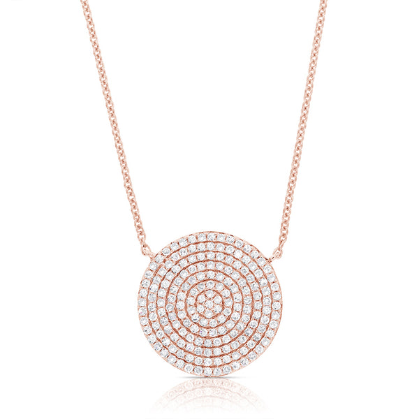 14K Rose Gold Diamond Disc Necklace-Necklaces-Maurice's Jewelers-ROSE GOLD-