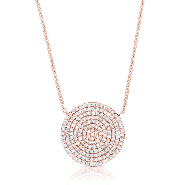 14K Rose Gold Diamond Disc Necklace