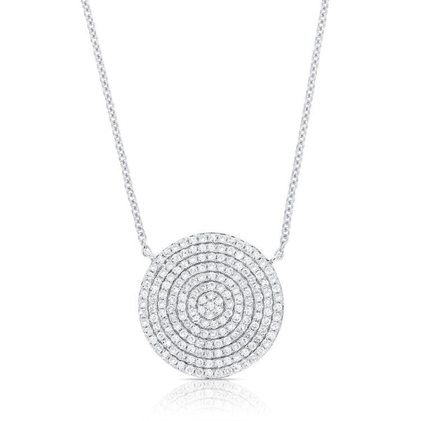 14K Yellow Gold Diamond Disc Necklace-Necklaces-aaron jewelry-WHITE GOLD-