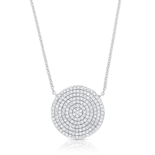 14K Rose Gold Diamond Disc Necklace-Necklaces-Maurice's Jewelers-WHITE GOLD-