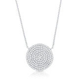 14K White Gold Diamond Disc Necklace