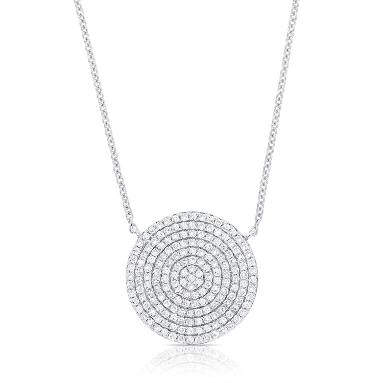 14K White Gold Diamond Disc Necklace-Necklaces-Maurice's Jewelers-WHITE GOLD-