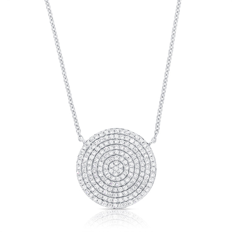 14K White Gold Diamond Disc Necklace