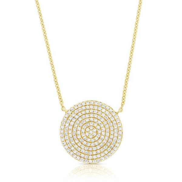 14K Yellow Gold Diamond Disc Necklace-Necklaces-aaron jewelry-YELLOW GOLD-