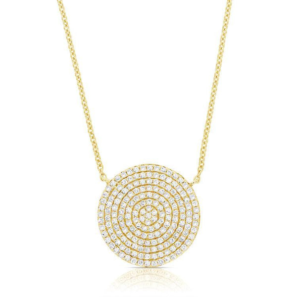 14K Yellow Gold Diamond Disc Necklace