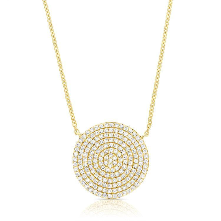 14K Yellow Gold Diamond Disc Necklace