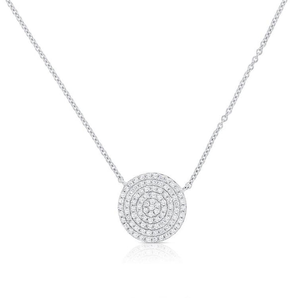 14K White Gold Diamond Medium Disc Necklace-Necklaces-Maurice's Jewelers-WHITE GOLD-