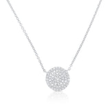 14K White Gold Diamond Pave Large Disc Necklace-Necklaces-aaron jewelry-WHITE GOLD-