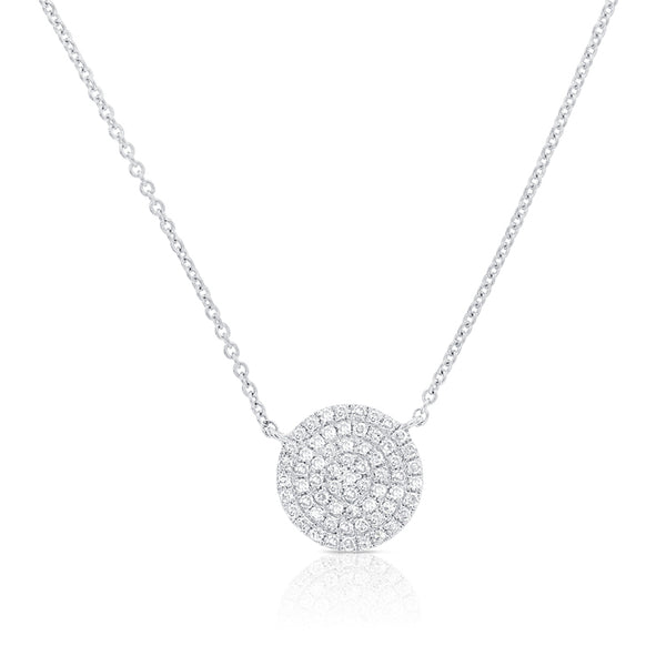 14K White Gold Diamond Pave Large Disc Necklace-Necklaces-aaron jewelry-WHITE GOLD-