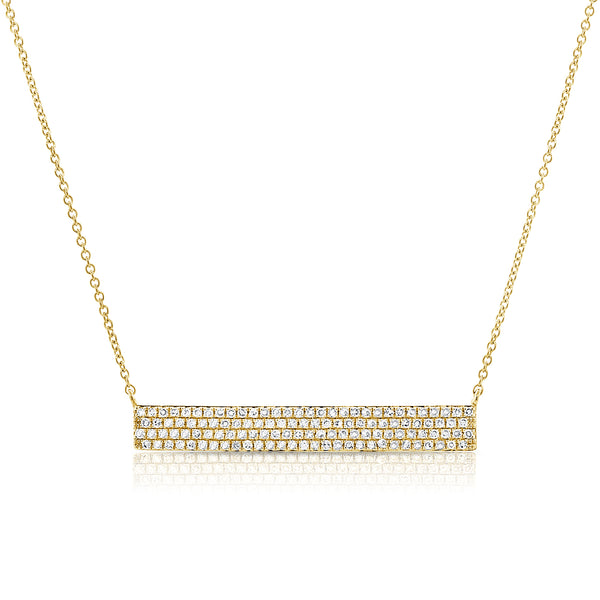 14K Yellow Gold Diamond Pave Bar Necklace-Necklaces-aaron jewelry-