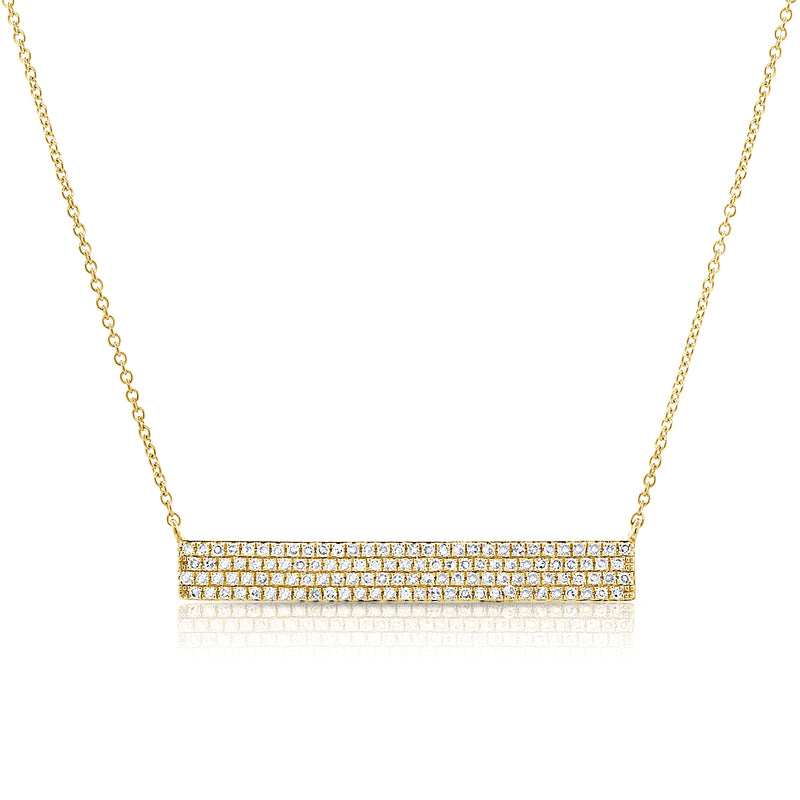 14K Yellow Gold Diamond Pave Bar Necklace-Necklaces-aaron jewelry-