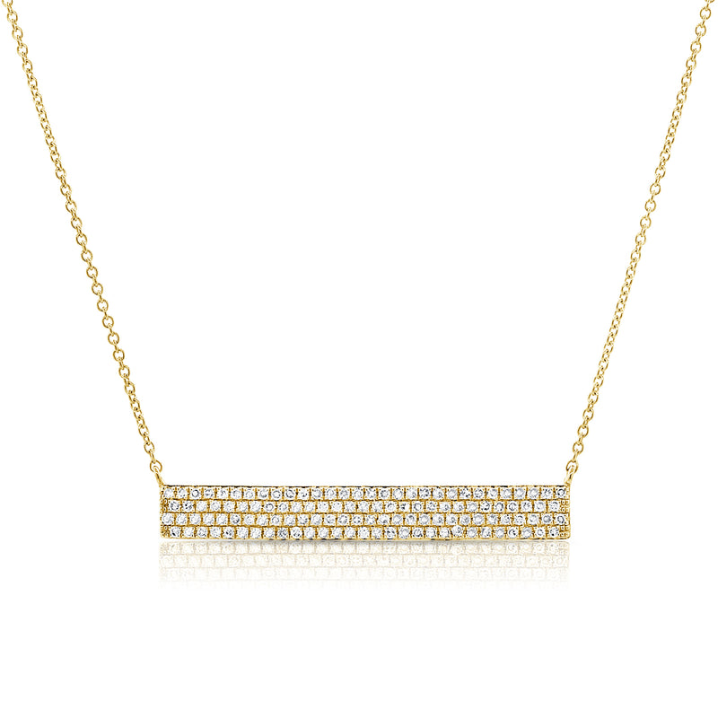 14K Yellow Gold Diamond Pave Bar Necklace