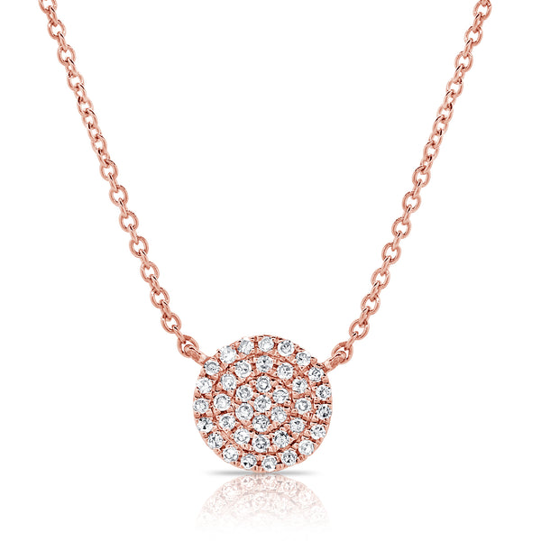 14K Rose Gold Diamond Disc Medium Necklace-Necklaces-Maurice's Jewelers-ROSE GOLD-