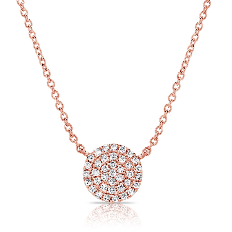 14K Rose Gold Diamond Disc Medium Necklace