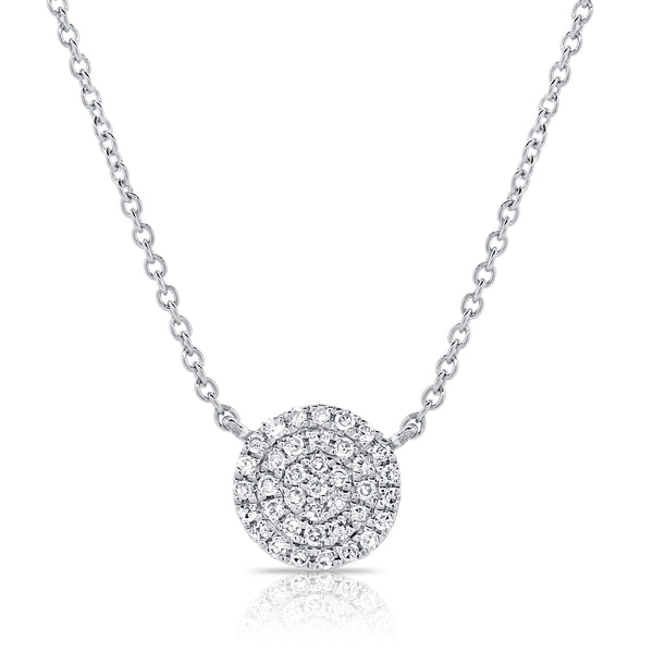 14K White Gold Diamond Disc Medium Necklace-Necklaces-Maurice's Jewelers-WHITE GOLD-