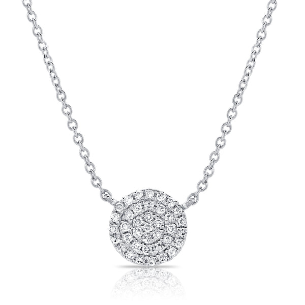 14K White Gold Diamond Disc Medium Necklace