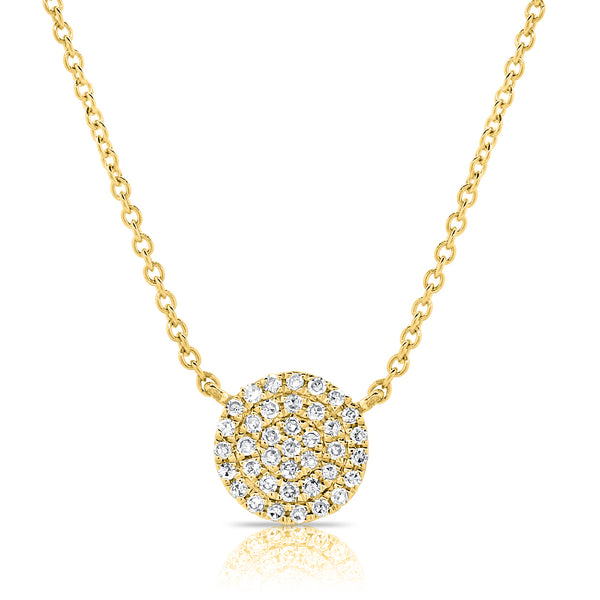 14K White Gold Diamond Disc Medium Necklace