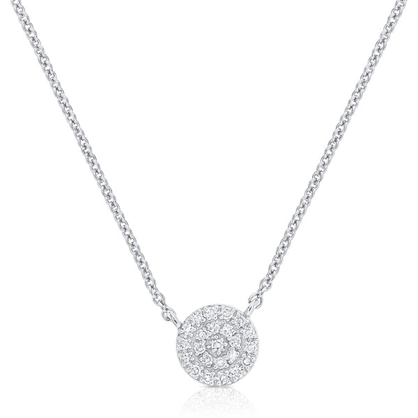 14K White Gold Diamond Pave Disc Necklace-Necklaces-Maurice's Jewelers-WHITE GOLD-