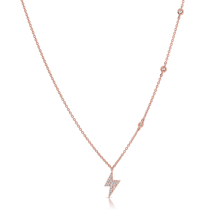 14K White Gold Diamond Lightning Bold Diamond Necklace-Necklaces-Maurice's Jewelers-ROSE GOLD-