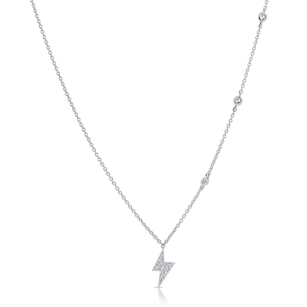 14K White Gold Diamond Lightning Bold Diamond Necklace