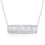 14K Rose Gold Diamond "Love" Plate Necklace
