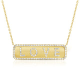 14K Rose Gold Diamond "Love" Plate Necklace