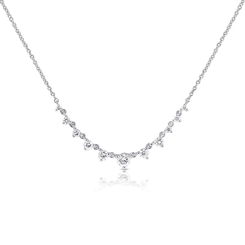 14K White Gold Graduating Diamond Necklace