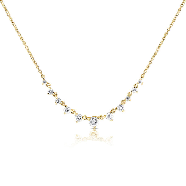 14K Yellow Gold Graduating Diamond Necklace-Necklaces-aaron jewelry-